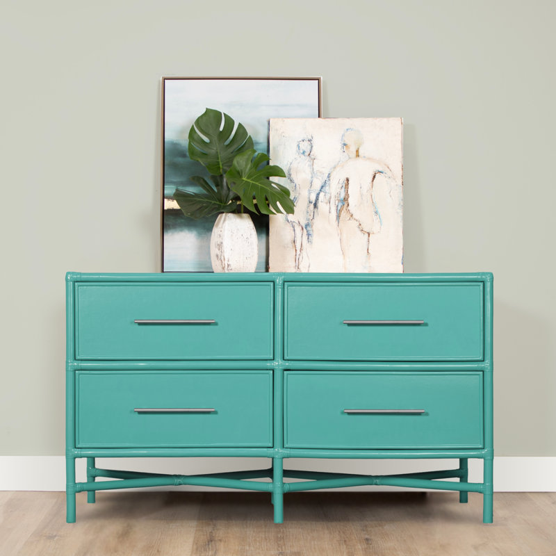 Venice 4 Drawers 54" W Double Dresser, Turquoise