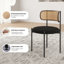 Chaises de salle à manger en rotin avec sièges rembourrés, chaises d'appoint sans accoudoirs de style Mid-Century avec structure en métal (ensemble de 2), noir-692066412