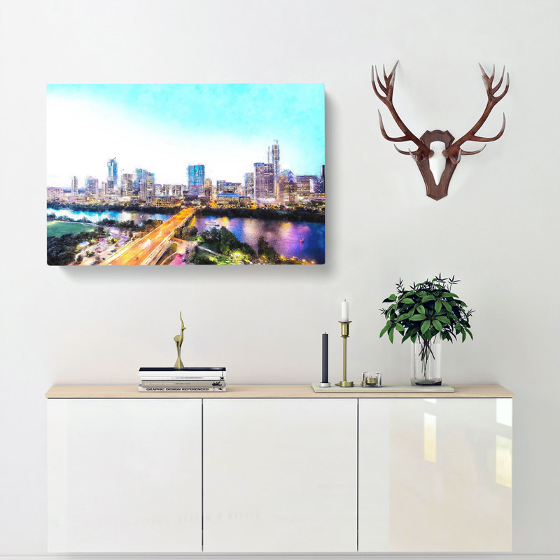 Austin Texas Skyline - Wrapped Canvas Painting, 40cm H x 60cm W x 3cm D