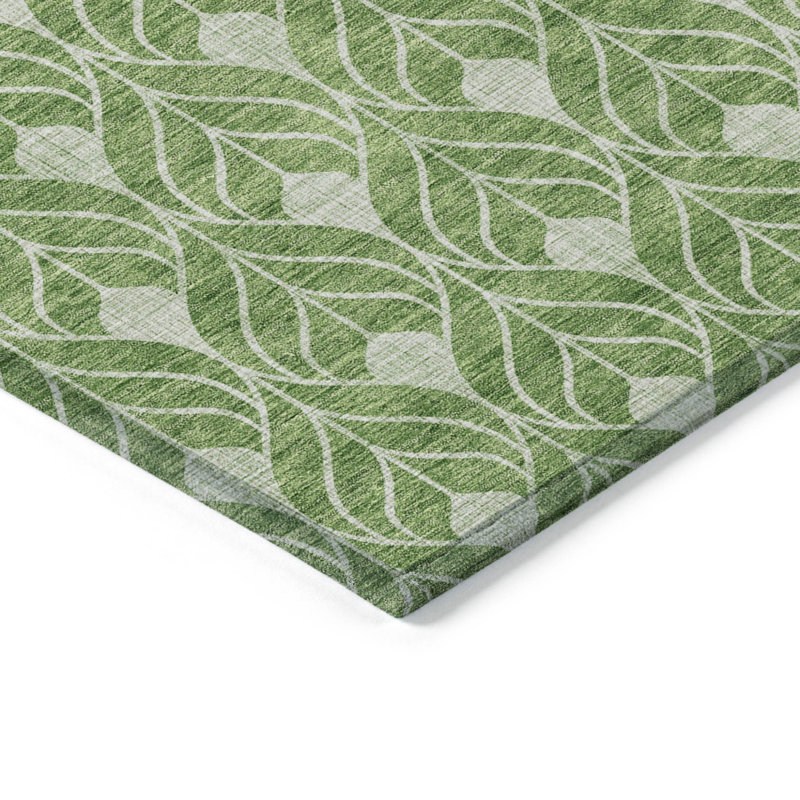 HomeRoots 3' X 5' Green And Light Green Geometric Washable Indoor Outdoor Area Rug