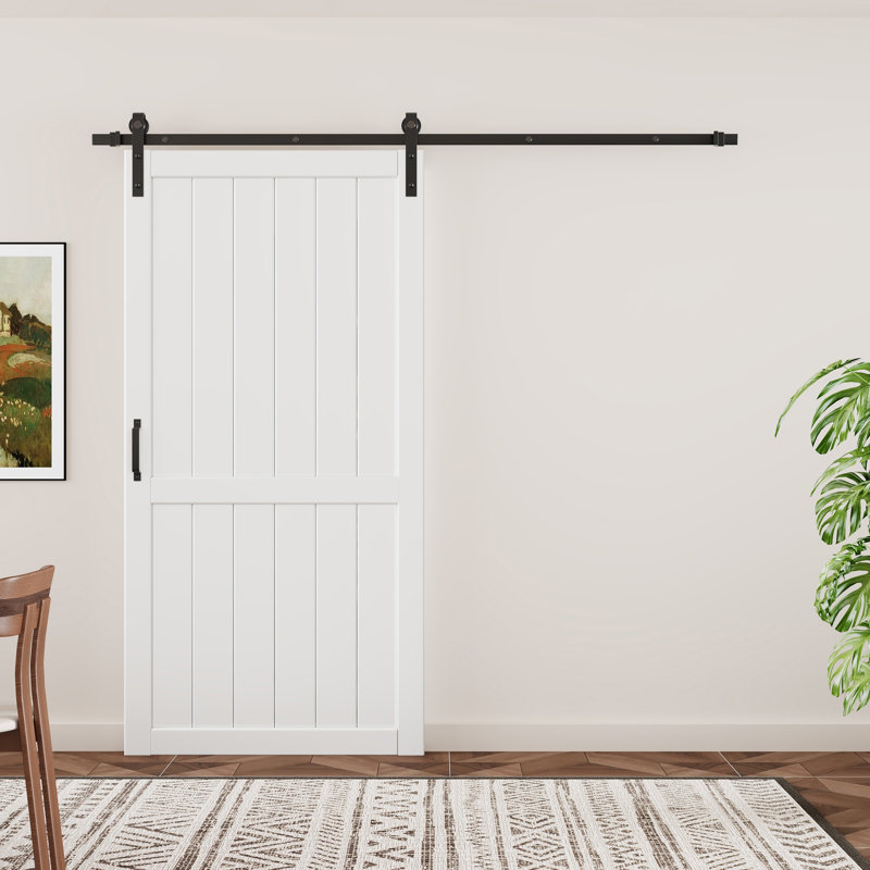 Porte intérieure de grange coulissante avec panneaux 84 po H 84 po, 42" x 84", Sans fermeture en douceur