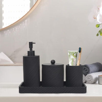 Black Bathroom Accessories Set 4 Pcs