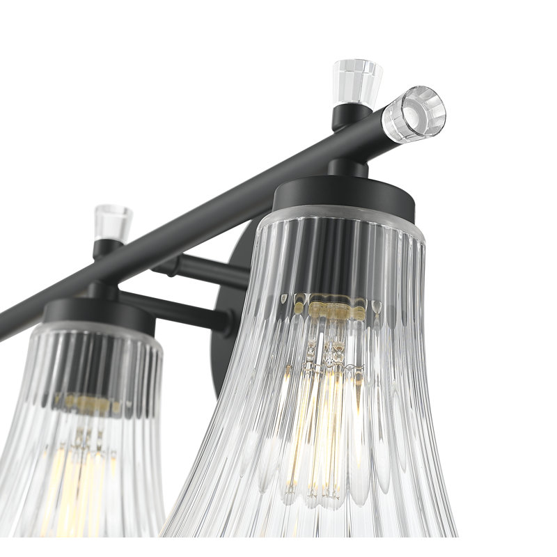 Coiffeuse Maston, Noir mat, H 10 po x l 24 po x P 6,75 po, Trois lumières