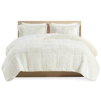 Twin/twin Xl Comforter Mini With Shaggy Fur. Reverse For Coziness. Fill. Includes 1 & 2 Shams. Machine Washable. Modern Bedroom Look Fur In . Extra Warmth. Enhancement