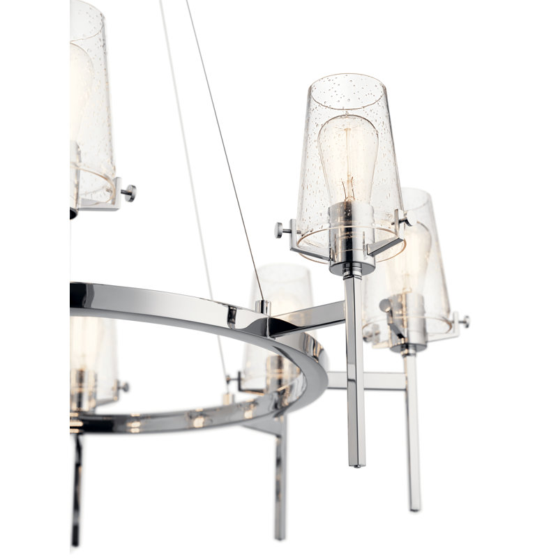 8 - Light Wagon Wheel Chandelier, Chrome