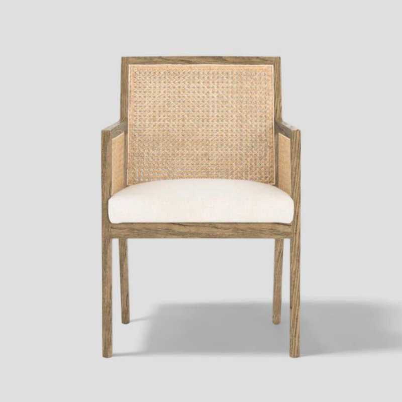 Chaise avec accoudoirs Khajun, Bois jaune clair