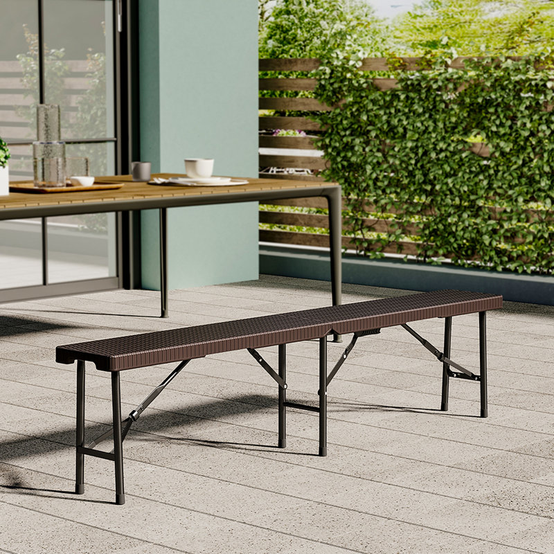 Baiba Metal Outdoor Bench, Brown