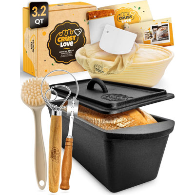 9x5 Inch Cast Iron Loaf Pan With Lid - 2-in-1 Dutch Oven Design For Bread Baking