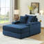 Velours côtelé de luxe bleu avec coussins décoratifs et 1 canapé de siège profond pour le salon, tissu, structure à haute éponge à ressorts, conception ergonomique, confort optimal, assemblage rapide et facile