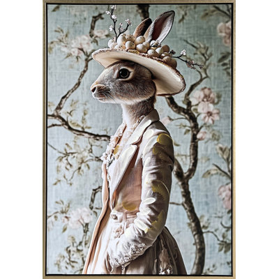 Garden Hare II - 24" x 16" - Hand-Embellished Canvas in Frame