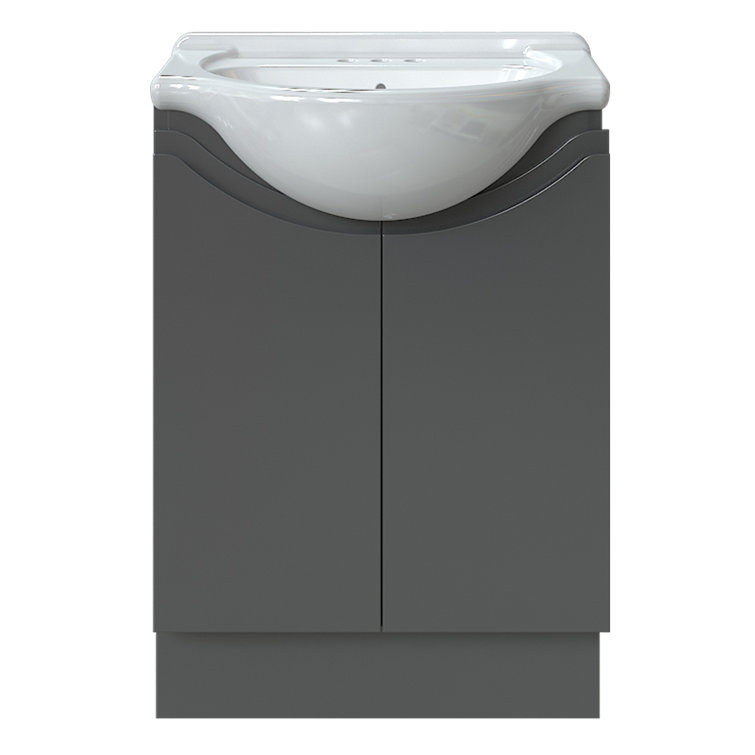 (Part of it's broken) 24 In. W X 17-1/8 In. D Bath Vanity In Gray Gloss With Porcelain Vanity Top In White With White Basin