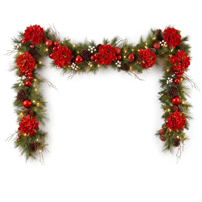 108" Pre-Lit Hydrangea Christmas Garland