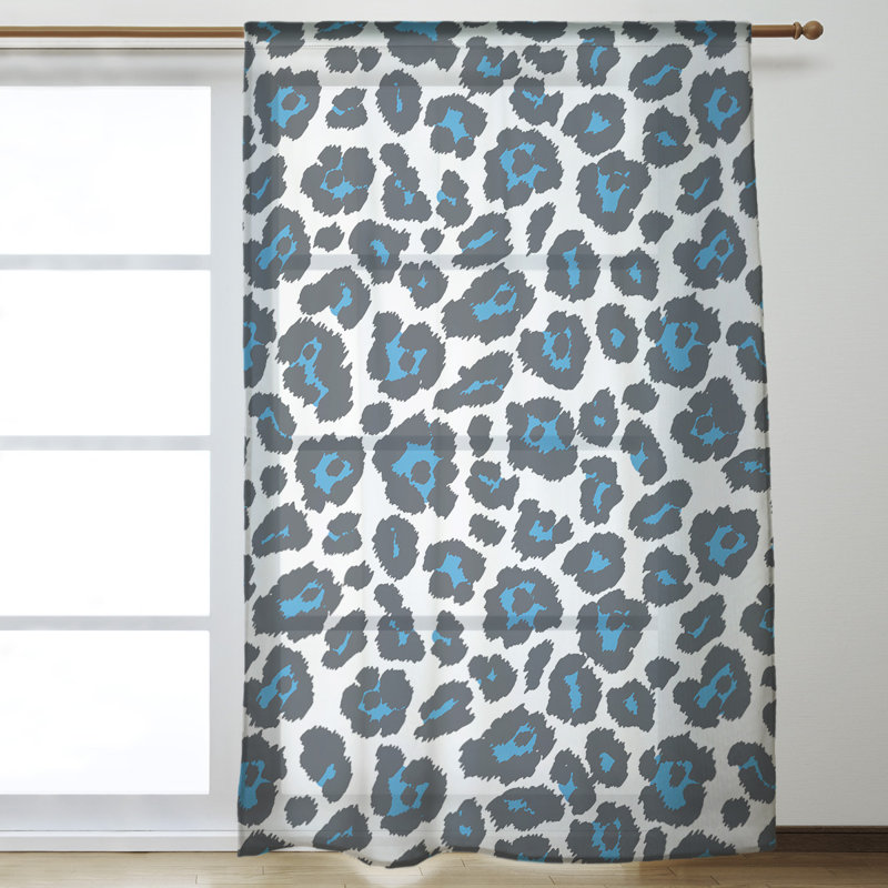 Room Darkening Curtain Single Panel, White/Black/Blue