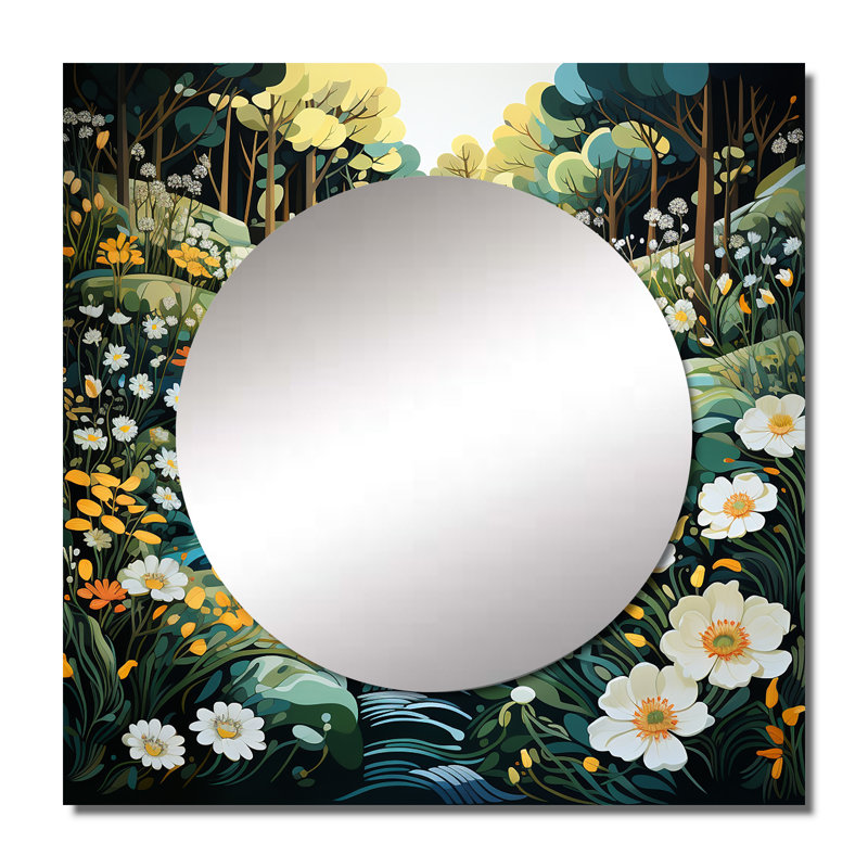 Miroir mural de salon Montay - Plants & Flowers, 23 po x 23 po