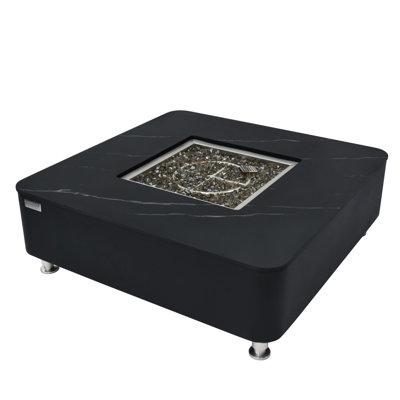 Copenhagen/Annecy/Sofia/Bianco 42" Outdoor Marble Porcelain Fire Table 60,000 BTU - Includes Fire Glass, Lid & PVC Cover