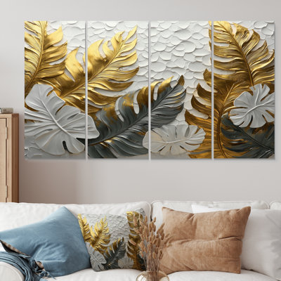 Golden Palms Midnight Collge II - art mural Palms - Art mural traditionnel sur toile