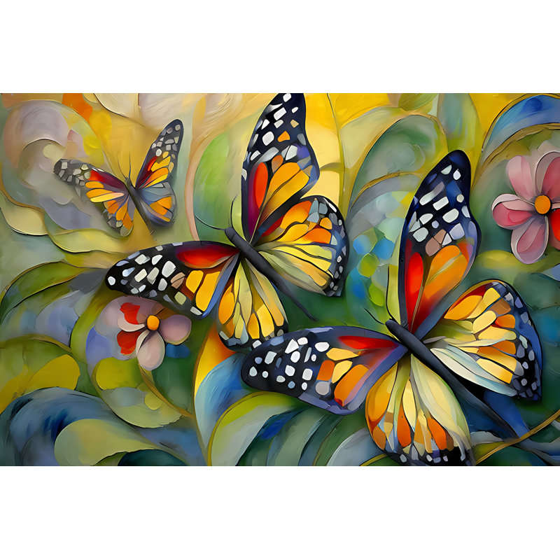 Jardin des papillons II, H 20 po x l 30 po