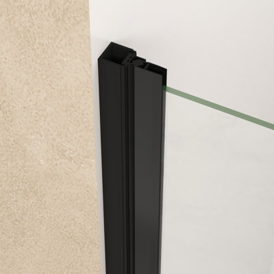 36X72 Inch Pivot Shower Door With Matte Black Aluminum Half Frame, 1/4 Tempered Glass Proof Film, Raised Water-Blocking Strip For Wet Separation, Stainless Steel Handle, Swinging Design Space