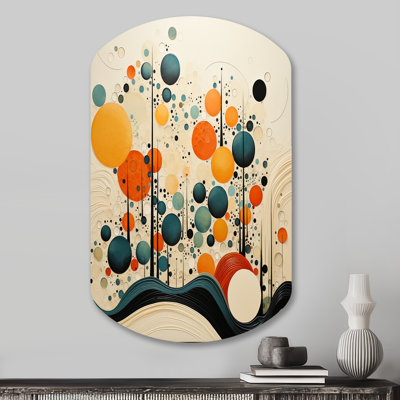 «Orange Mid Century Organic Harmony II - Mid Century Century Cylinder», reproduction d'art asymétrique orange