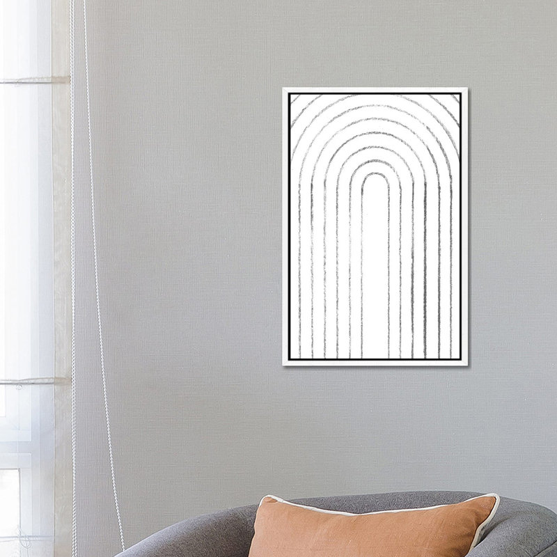 Line Arches by Whales Way - Print on Canvas, 66.04cm H x 45.72cm W x 3.81cm D, White Framed