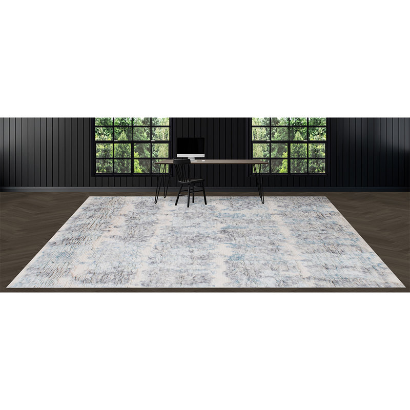 Tapis gris noué à la main de haute qualité, Rectangle de 10 pi x 14 pi
