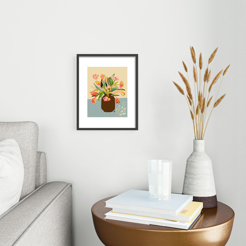 Sandrapoliakov TULIPS I, reproduction d'art encadrée en métal, Noir, H 10 po x l 8 po