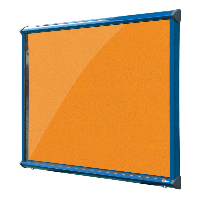 Exterior Wall Mounted Bulletin Board, 57cm H x 71.2cm W, Orange, Blue