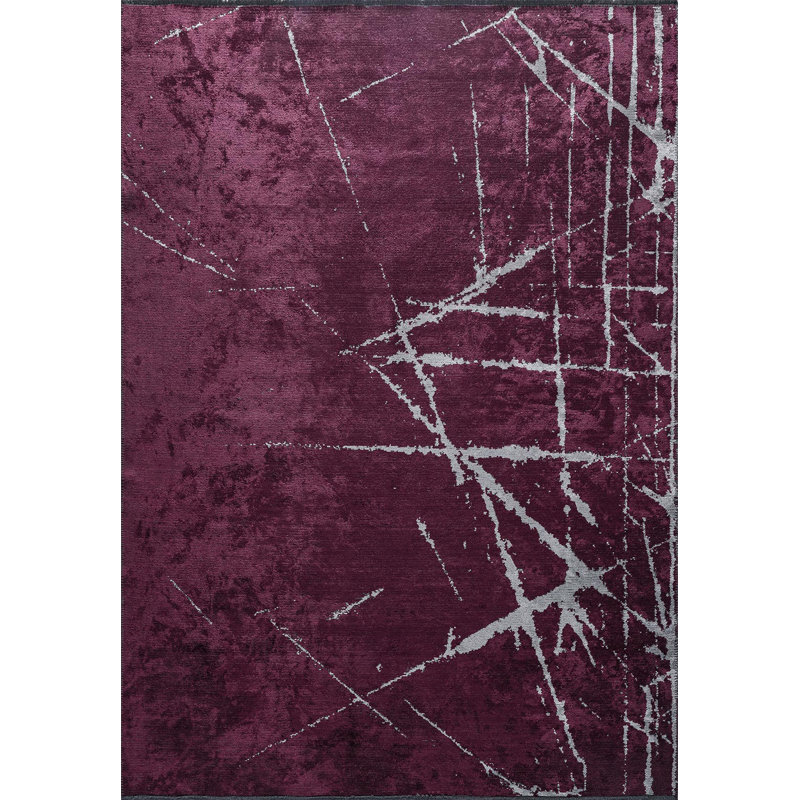 Rapture Abstract Area Rug in Purple, Rectangle 6'7" x 8'3"