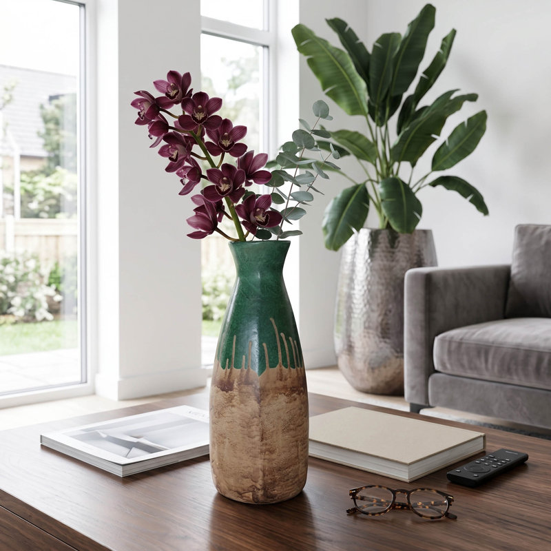 Vase contemporain en terre cuite pour la maison , H 16,75 po x l 7,5 po x P 6,75 po