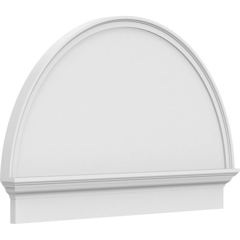 Demi-cercle à fronton en PVC de qualité architecturale lisse, H 27 3/4 po x l 42 po x P 2 3/4 po