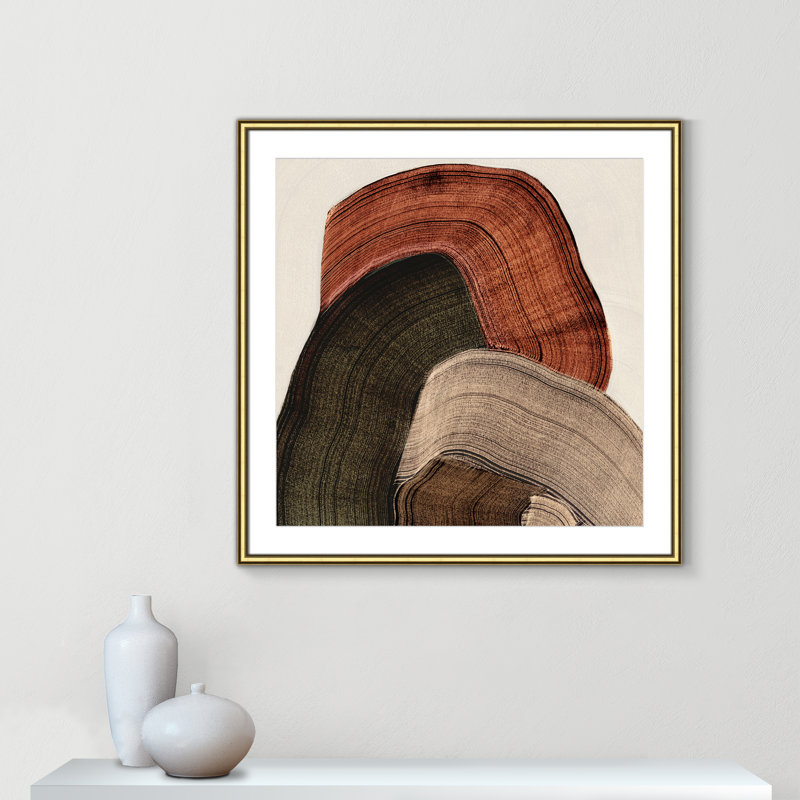 «Folded Earth I» par Casa Fine Arts, L 33,25 po x H 33,25 po, Imprimé mat, Or classique