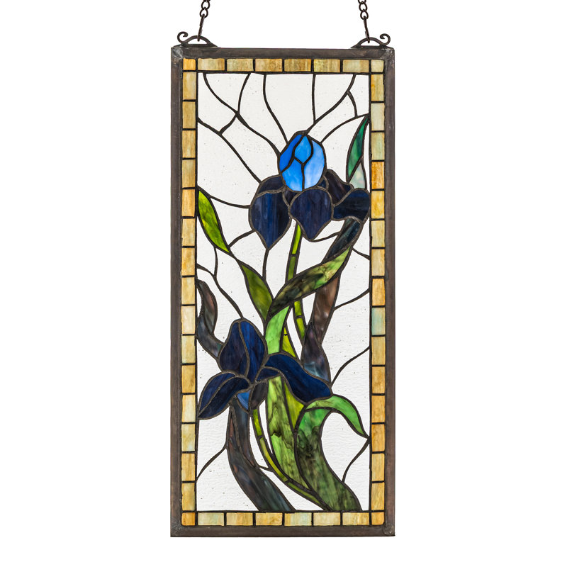 Iris Stained Glass Window Panel