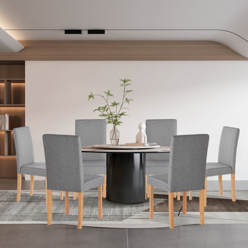 Detert 47cm H Fabric Upholstered Parsons Chair in Grey