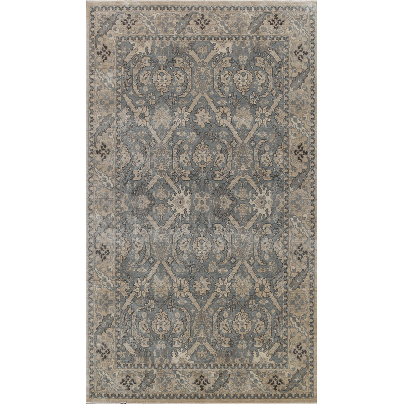 Tapis ivoire / bleu clair en laine Ziegler