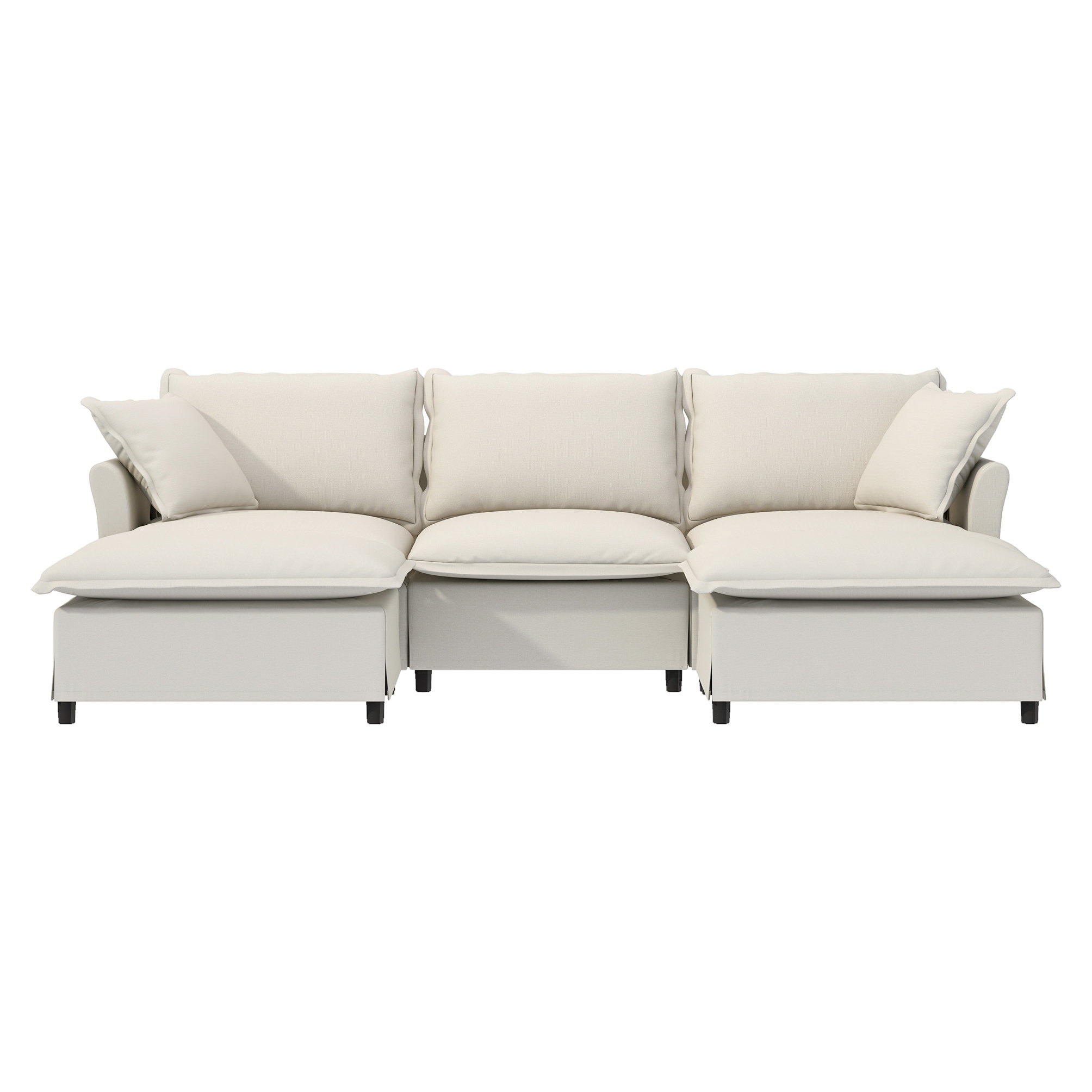 Latitude Run® Chenille Sectional Sofa With Ottoman,U Shaped Cloud ...