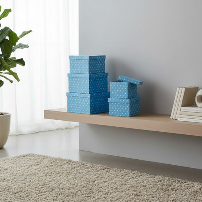 Haight S/5 Square. Nesting Boxes Blue Polka Dot