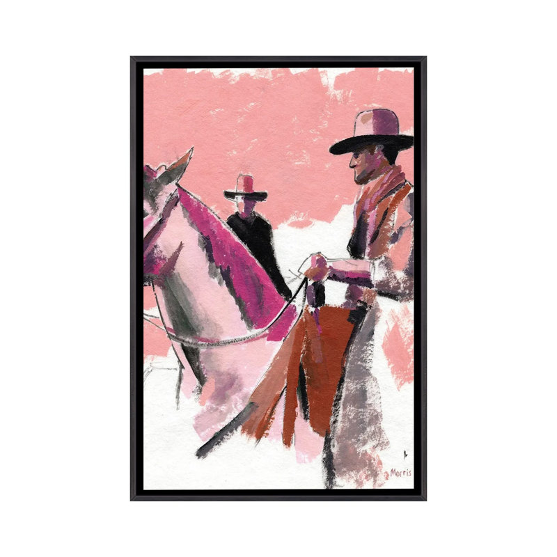 «My Pink Horse», reproduction d'art sur toile encadrée, 40 po x 26 po, Toile avec cadre, Noir patiné
