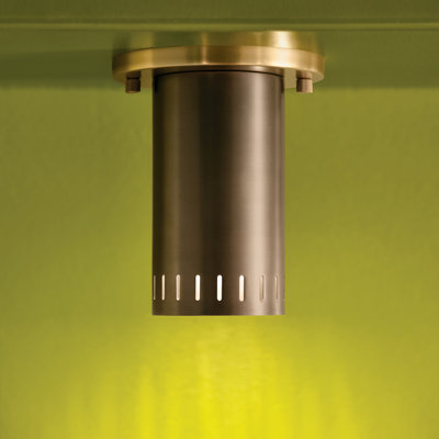 Ruehl 5.50-inch 1-Light Flush Mount in Lacquered Bronze with Lacquered Brass Accents