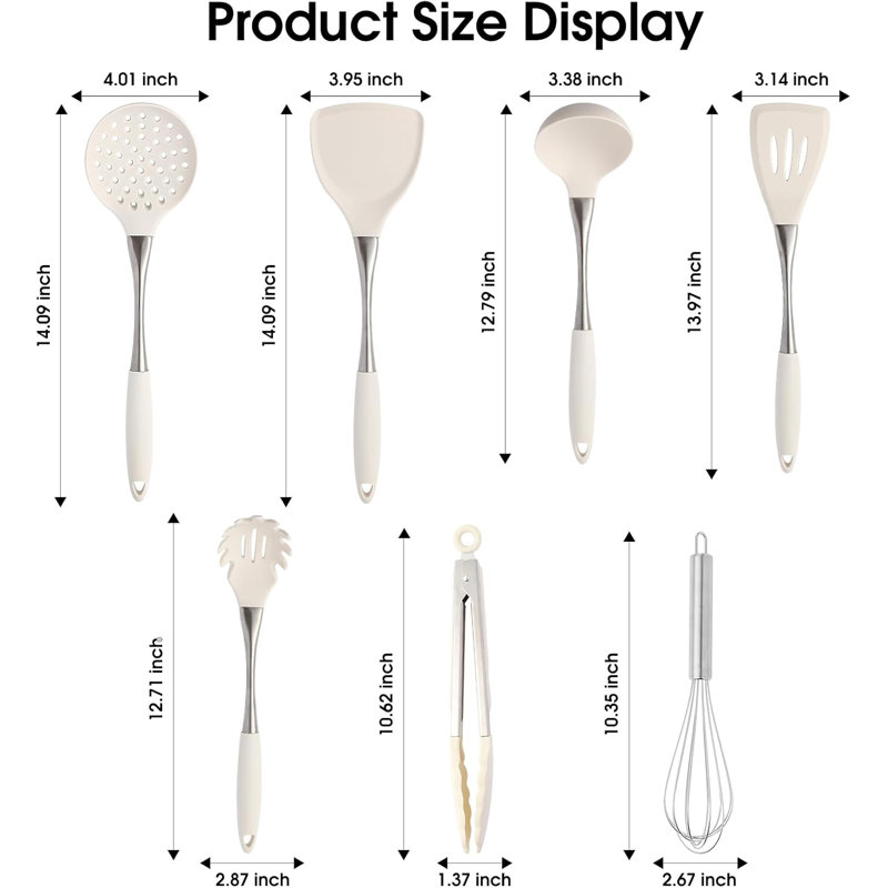 Ensemble d'ustensiles de cuisine en silicone de qualité professionnelle avec poignées ergonomiques - Ustensiles de cuisine résistants à la chaleur et non toxiques pour la cuisson et la cuisson - Ustensiles allant au lave-vaisselle pour les chefs de ma