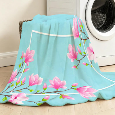 Jeté polaire rose en flanelle ultra doux, grand imprimé Eps 10