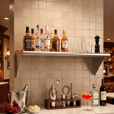 Tablette flottante murale commerciale en acier inoxydable 12 po x 36 po, support de rangement robuste avec supports, capacité de 300 lb, facile à nettoyer, convient au restaurant, à la cuisine à la maison et au garage