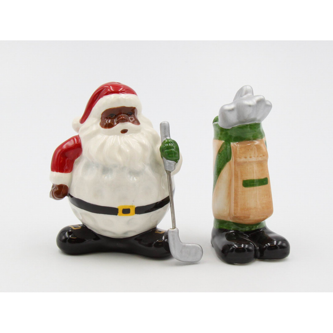 Cosmos Gifts African American Golfing Santa with Golf Bag Salt and Pepper Shaker Set Cosmos Gifts