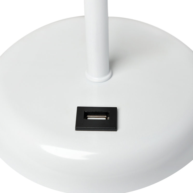 Delp Metal USB Table Lamp, Gray, White, Yes