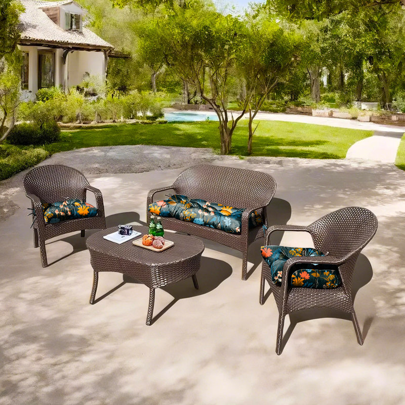 Outdoor 5'' Seat / Back Cushion, Black Floral 2