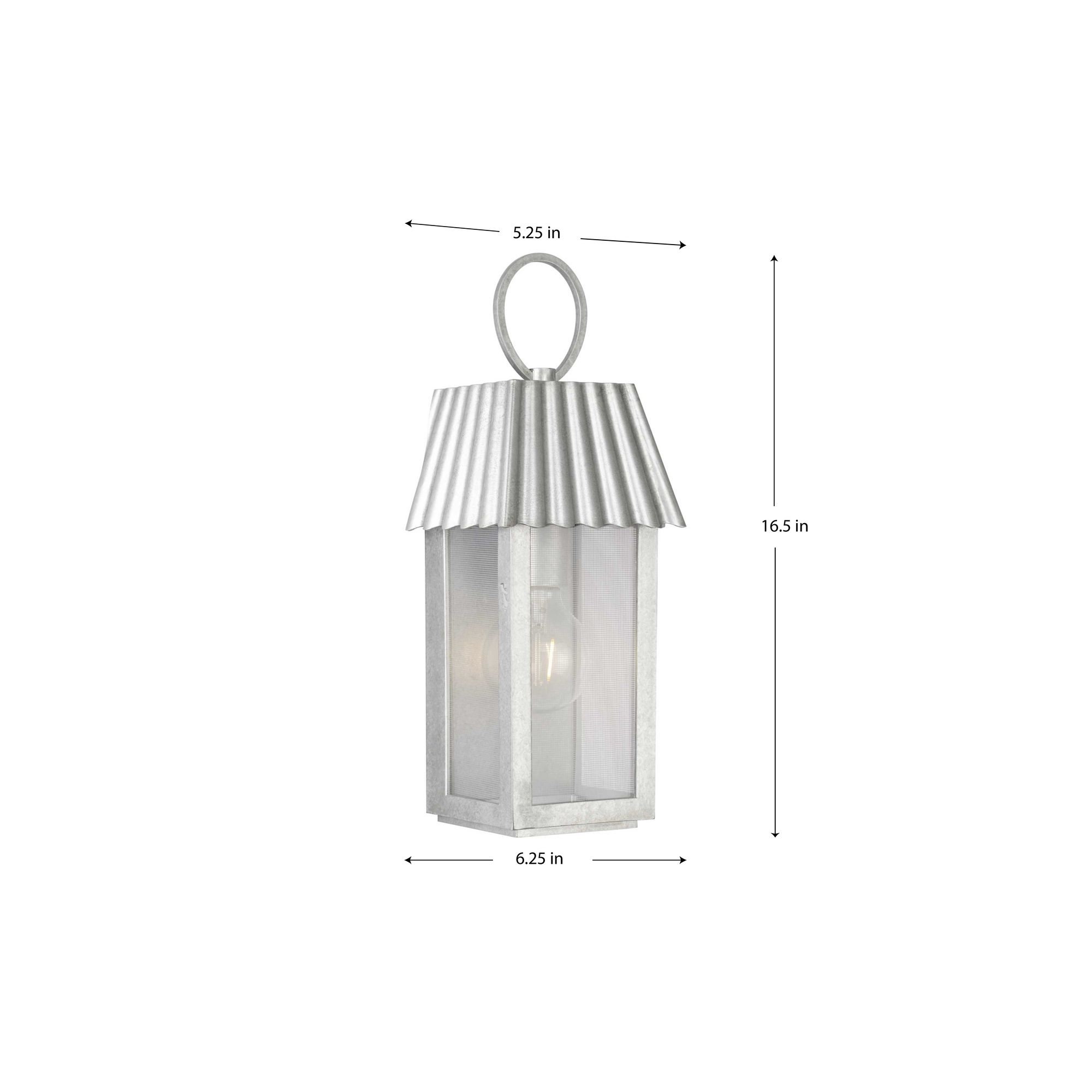 Godin Single Light Outdoor Wall Light, Galvanized, 16.50" H x 6.25" W x 5.25" D 