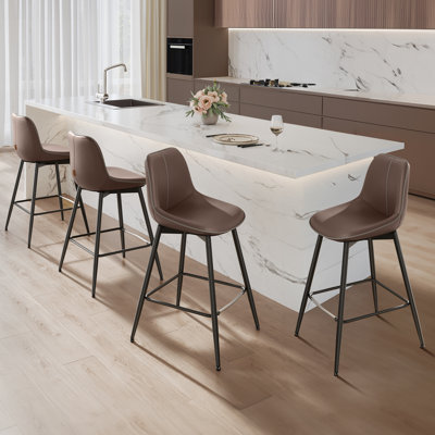 Borna Synthetic Leather Counter Height Bar Stools With Back (Set Of 4)