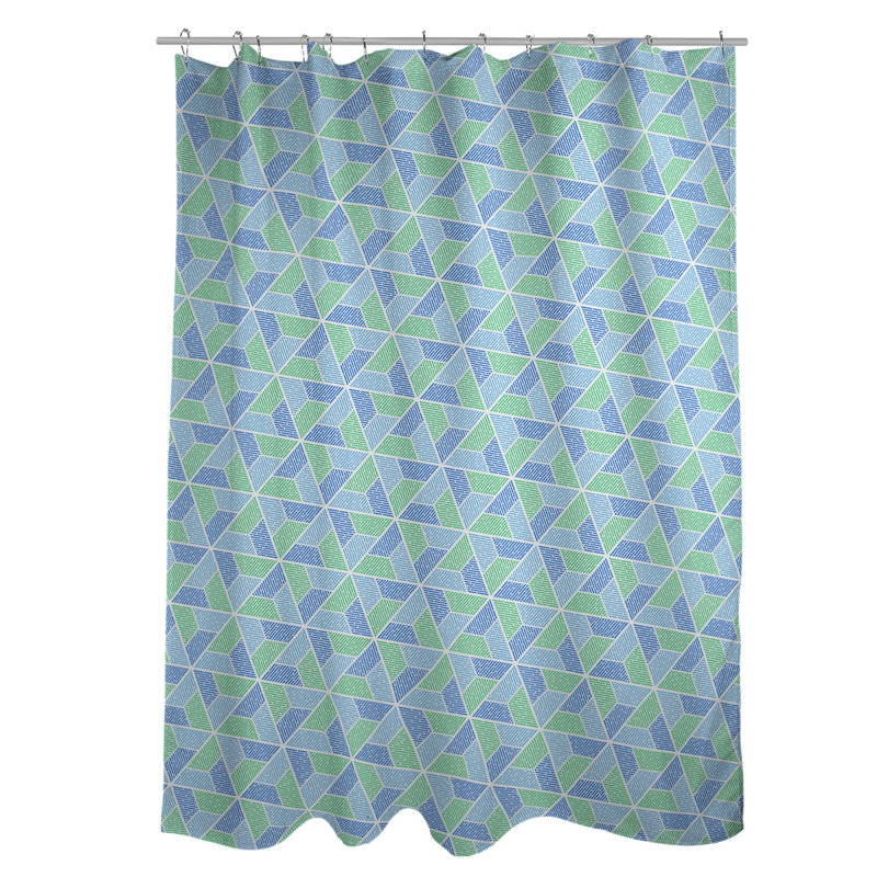 Rideau de douche simple trapézoïde, Sarcelle / Vert