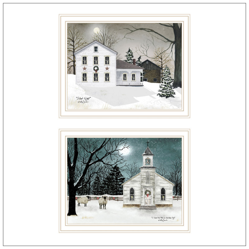 Trendy Decor 4U 2- Piece Vignette Silent Night Wall Art For Living Room, Bedroom Wall Art Print For Home Decor By Billy Jacobs
