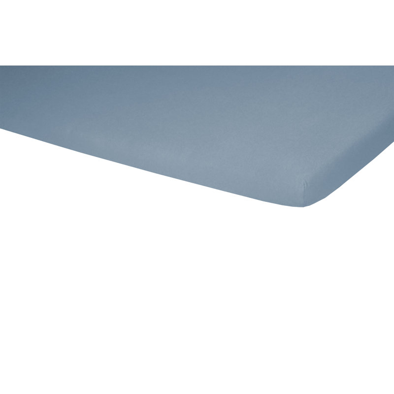 Cotton Blend Jersey Knit Fitted Sheet, 180 x 220 cm, Light Blue