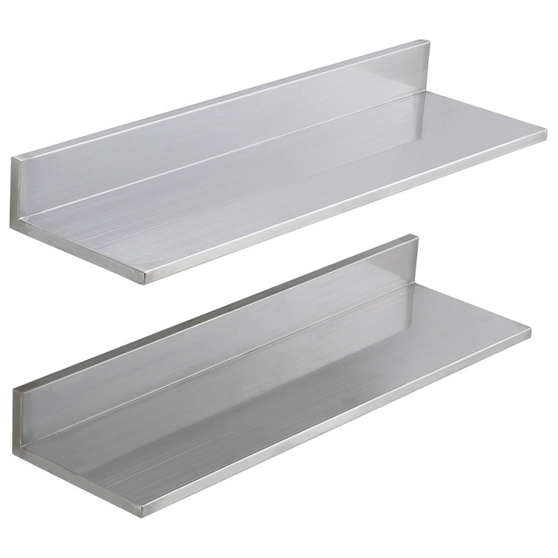 8.6" x 30" Stainless Steel Shelf, Wall Mounted Floating Shelving with Backsplash, 44 lbs Load Capacity Commercial Shelves, Heavy Duty Storage Rack for Restaurant, Kitchen, Bar, Home, and Hotel